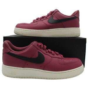 Nike Air Force 1 Low Shoes Mens Sz 9.5 Red Black Leather Low Top AA4083-601 1U5